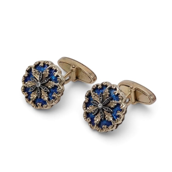 Russian Imperial Era Gilded Silver Enamel Cufflinks (1 of 5)