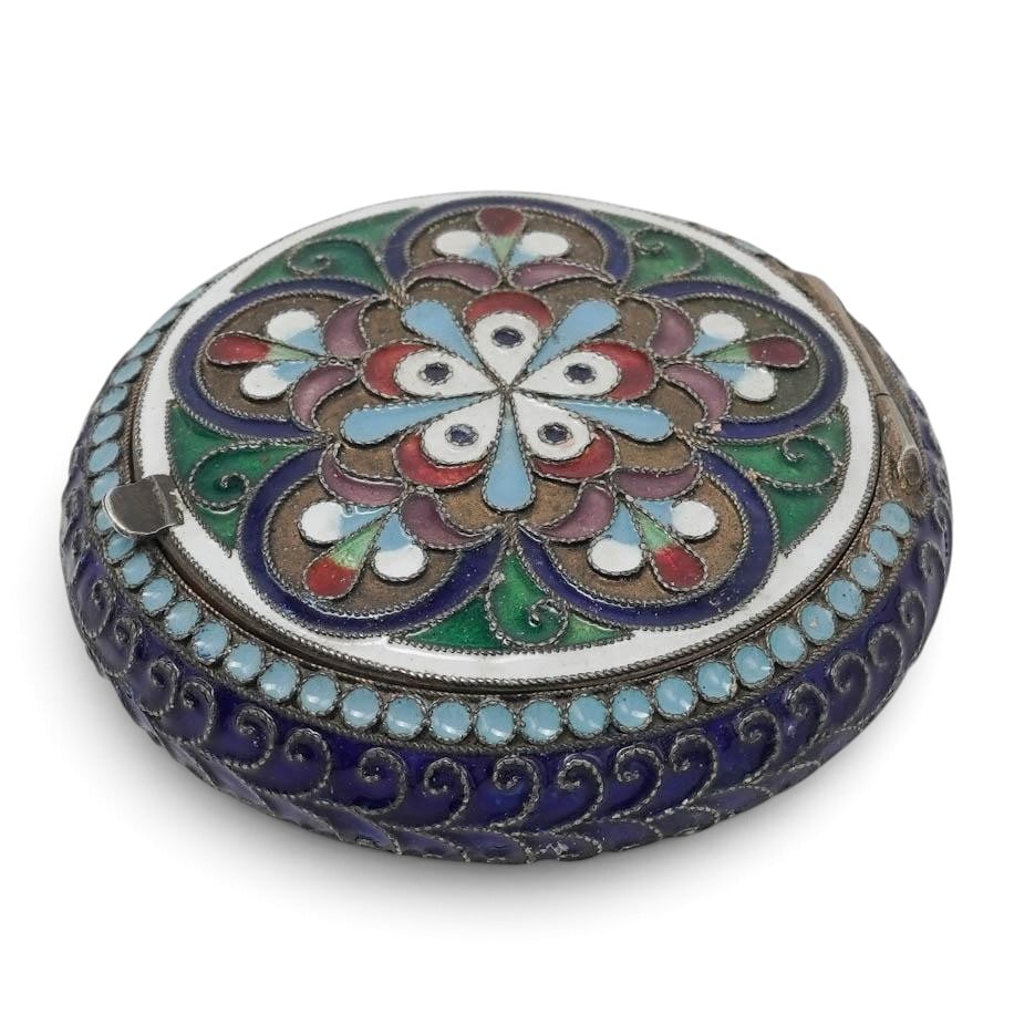 Russian 875 Silver Enamel Compact (1 of 5)