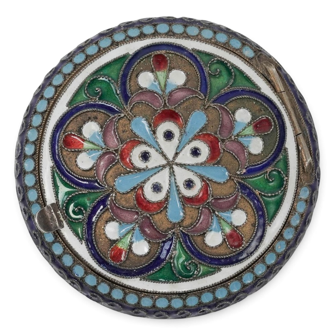 Russian 875 Silver Enamel Compact - 2