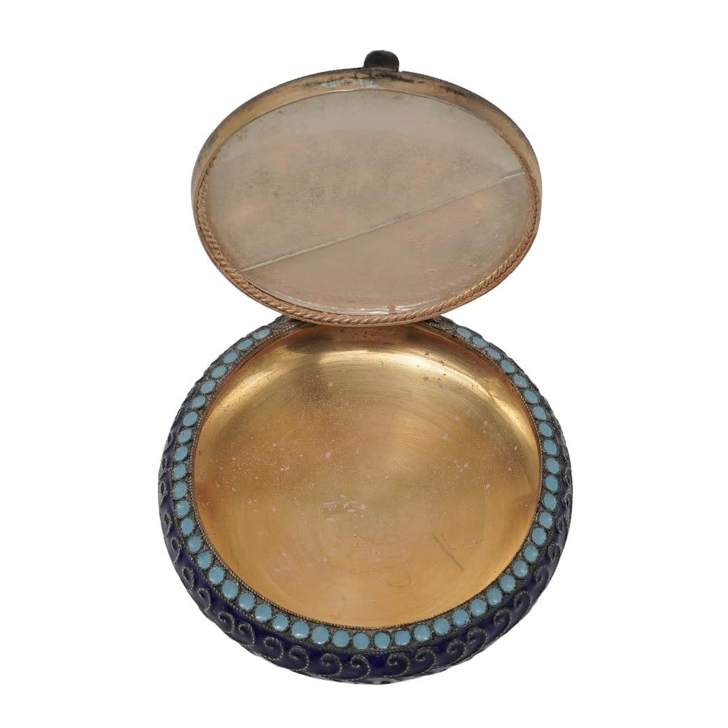 Russian 875 Silver Enamel Compact - 4