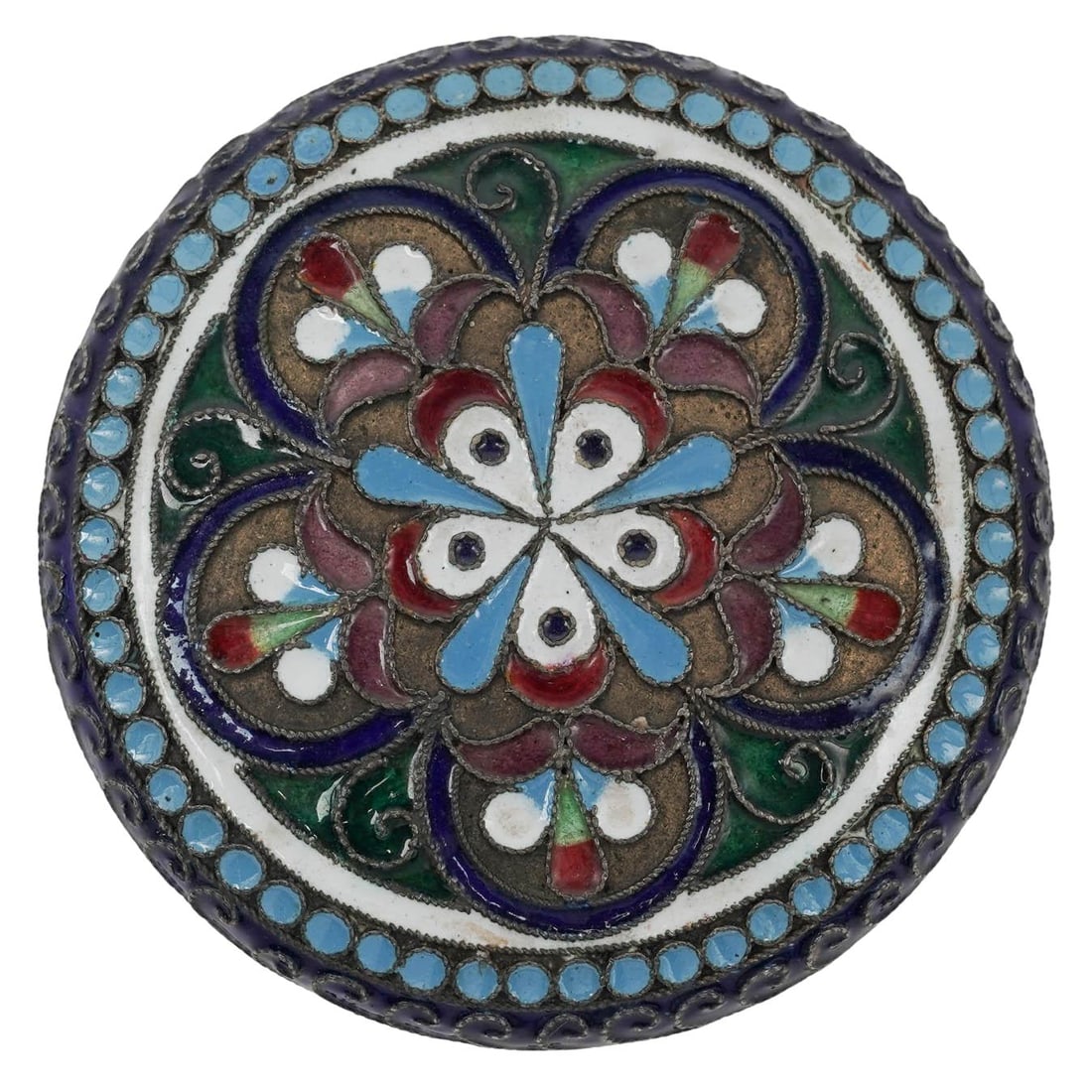 Russian 875 Silver Enamel Compact - 5
