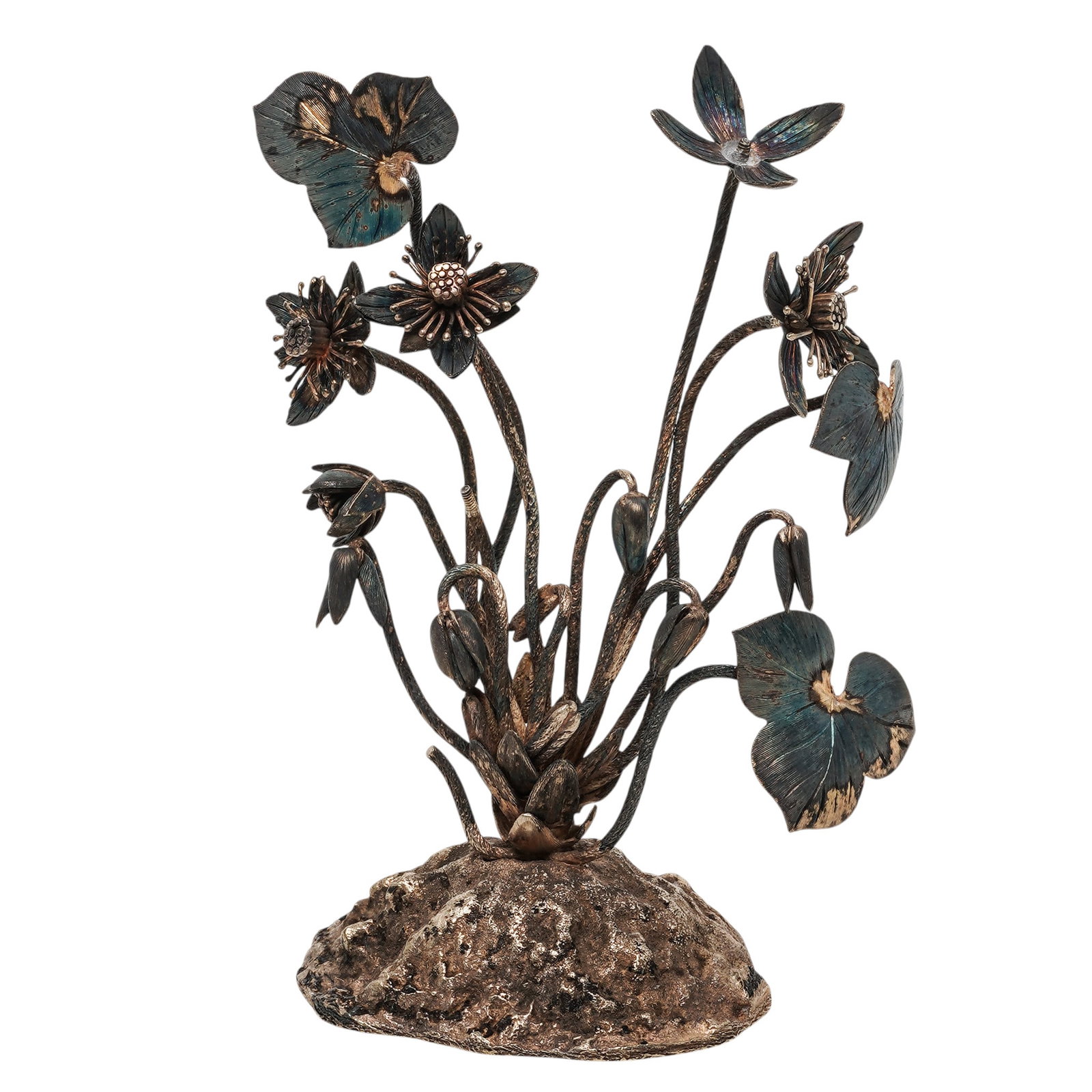 Vintage Tiffany & Co. Sterling Silver Flower Sculpture: Vintage Tiffany & Co. Sterling Silver Flower Sculpture 20th century, Mexico Tiffany & Co. sterling silver floral sculpture featuring an organic Brutalist-inspired design with hand-worked flower