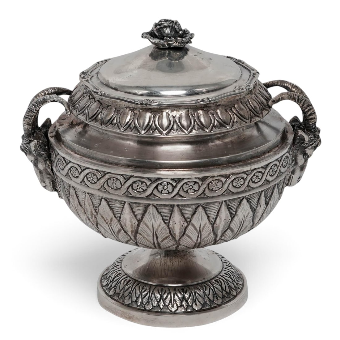Antique 800 Silver Ram's Head Urn Bowl (1 of 9)