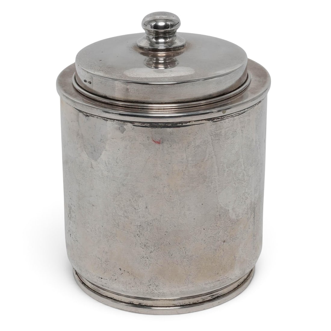 Italian 800 Silver Ice Bucket Lidded Ice Bucket: Italian 800 Silver Ice Bucket Lidded Ice Bucket Mid 20th century, Italian Italian .800 silver canister or ice bucket featuring a highly polished reflective finish and fitted stepped cover surmounted b