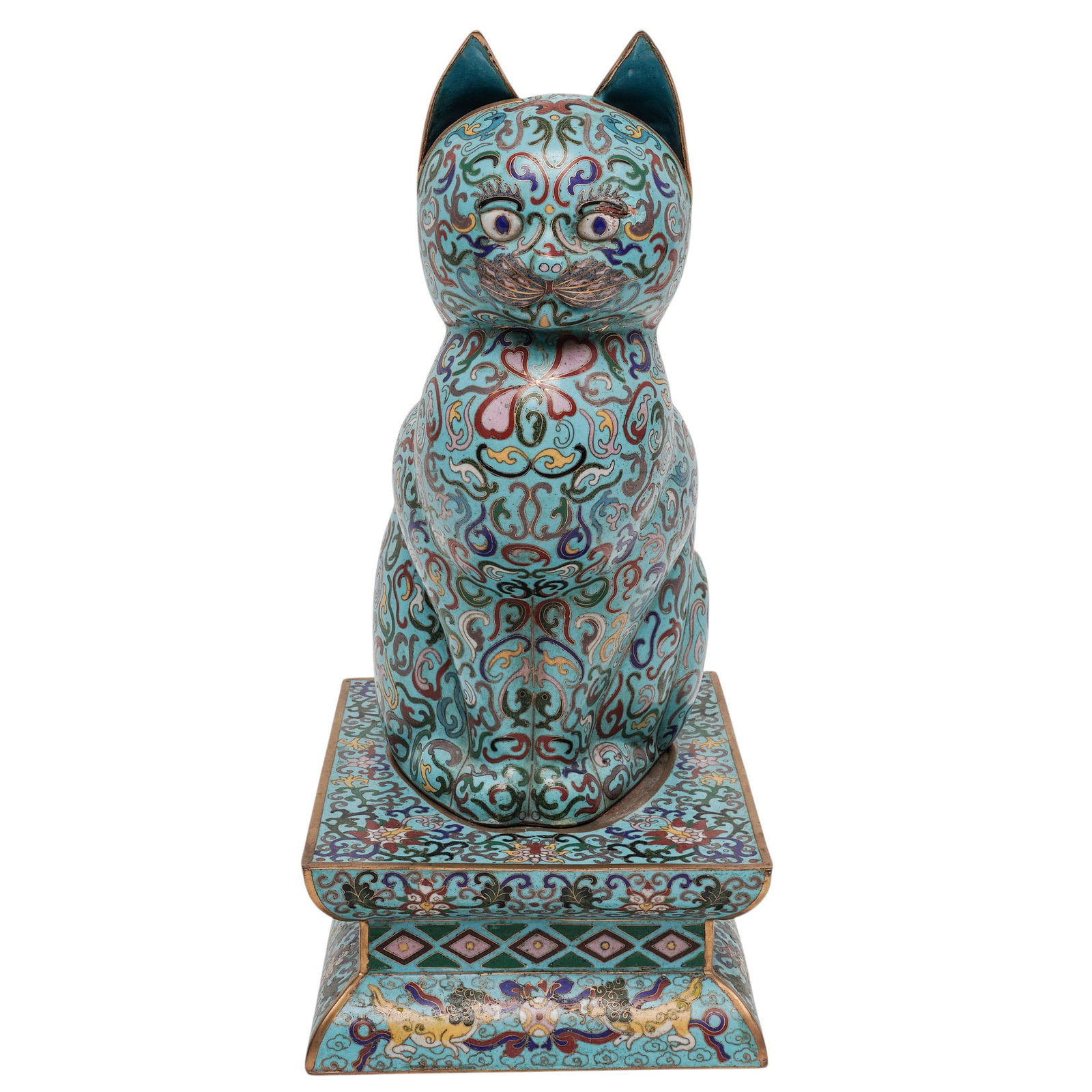 Vintage Chinese Cloisonne Enamel Cat Figure (1 of 7)