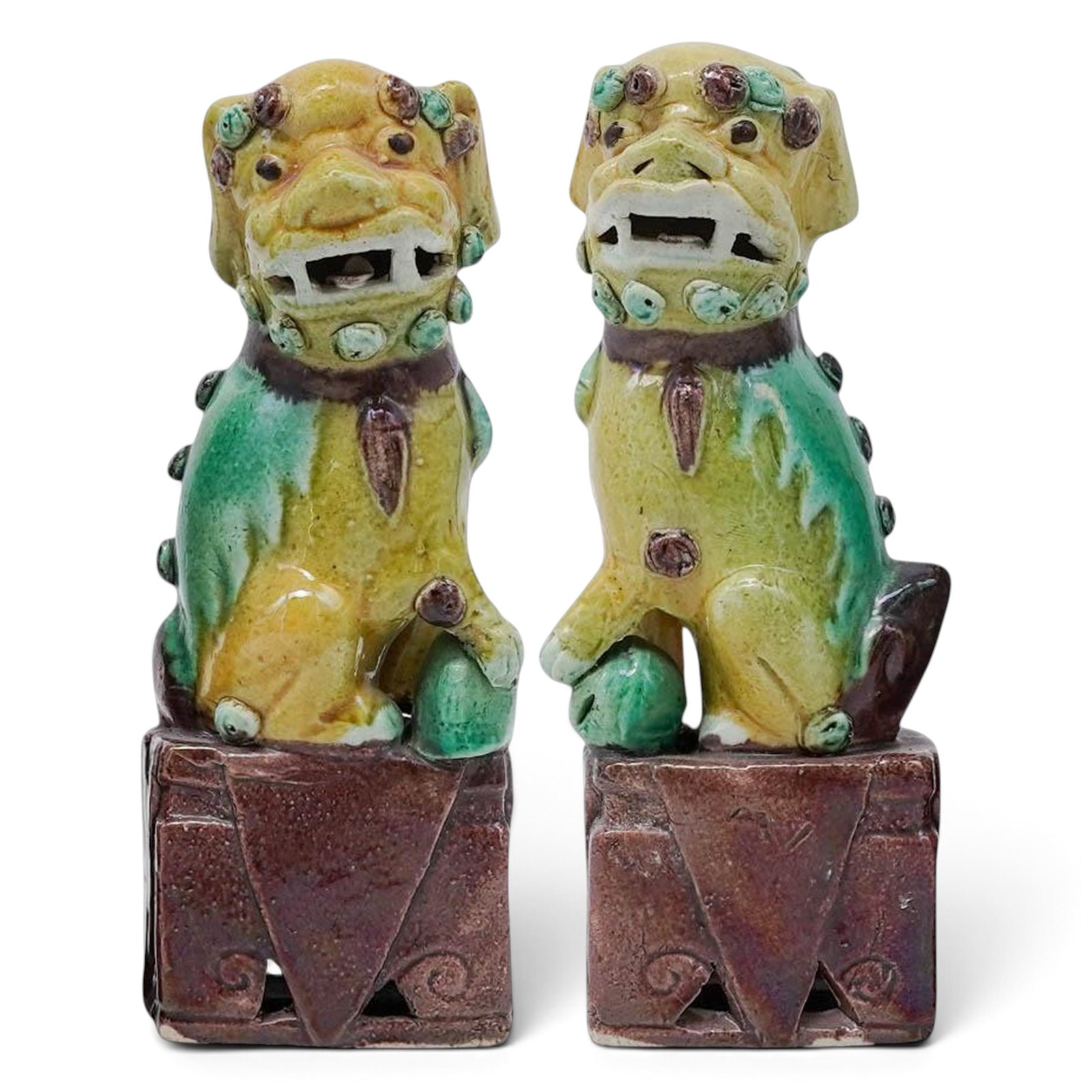 Pair Of Chinese Export Sancai Glazed Foo Dogs (1 of 8)