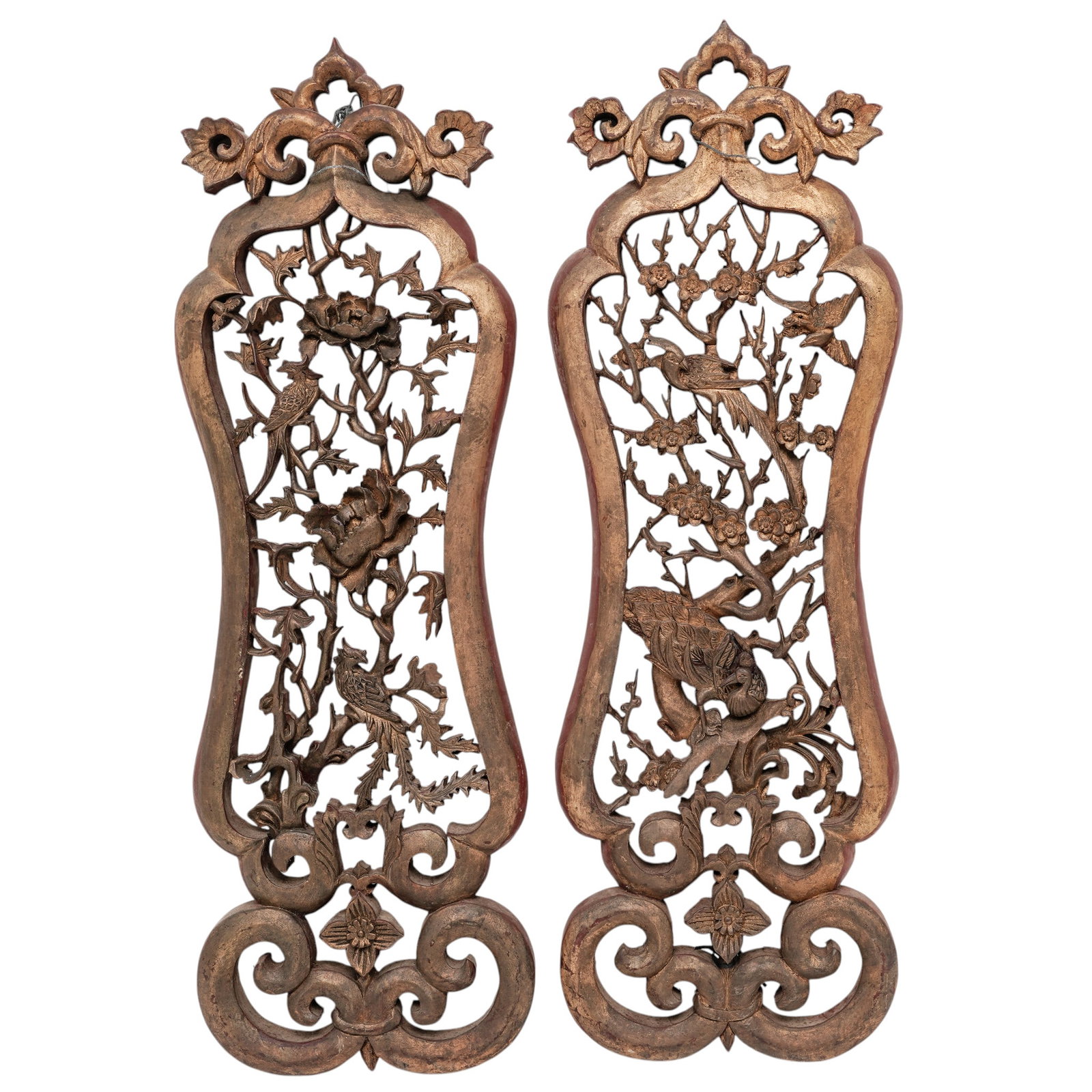 Pair Large Antique Chinese Reticulated Gilt-Wood Panels (1 of 8)