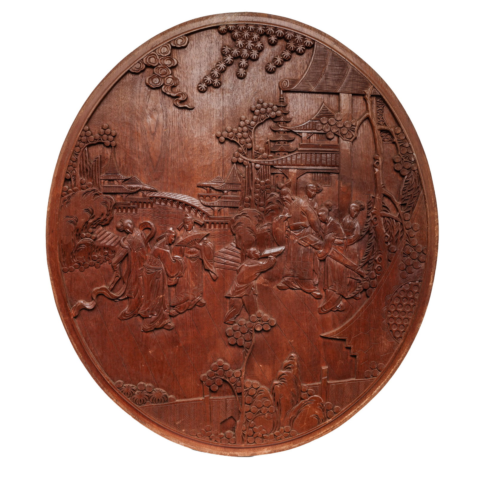 Chinese Export Carved Rose Wood Plaque (1 of 6)
