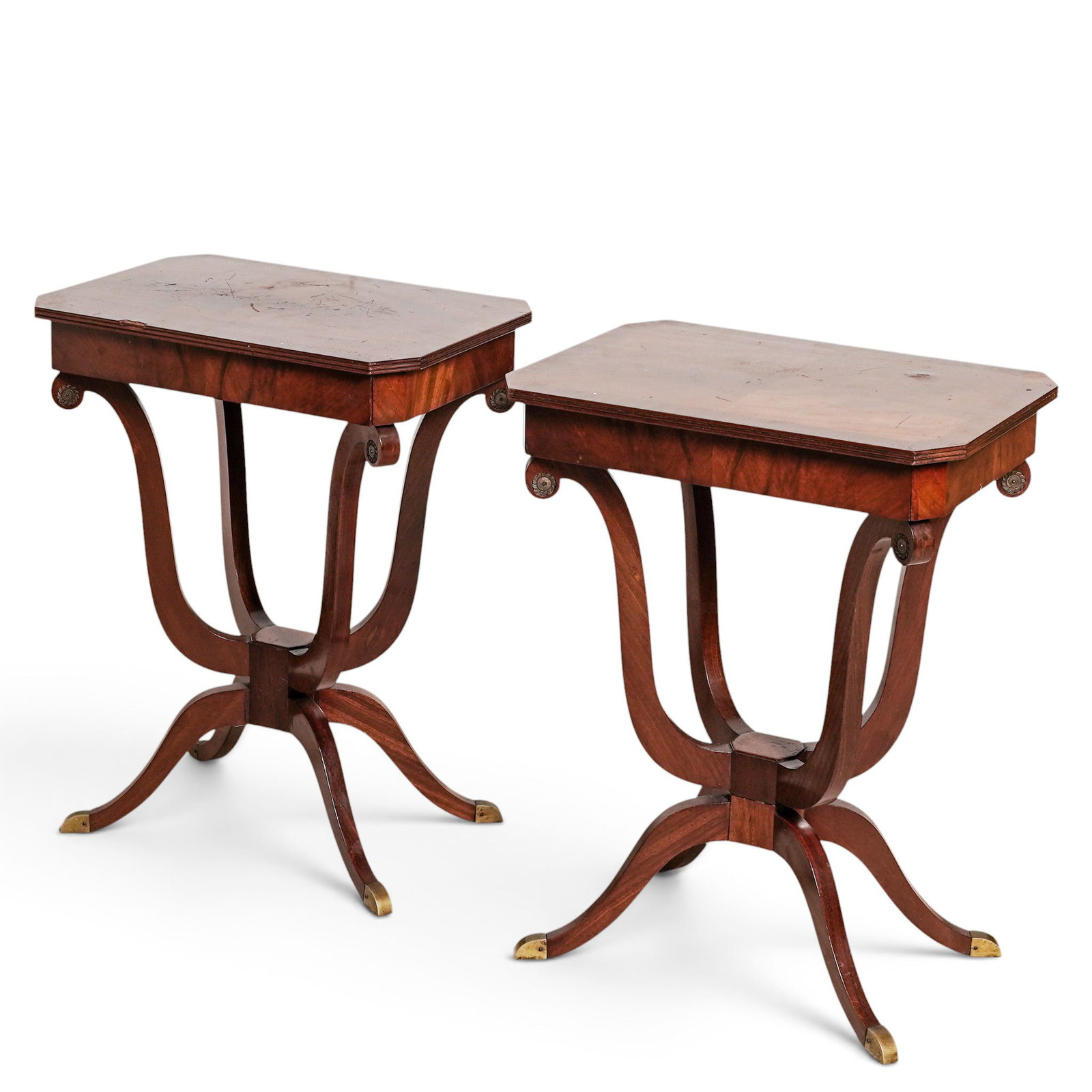 Pair of English Regency-Style Mahogany Side Tables (1 of 15)