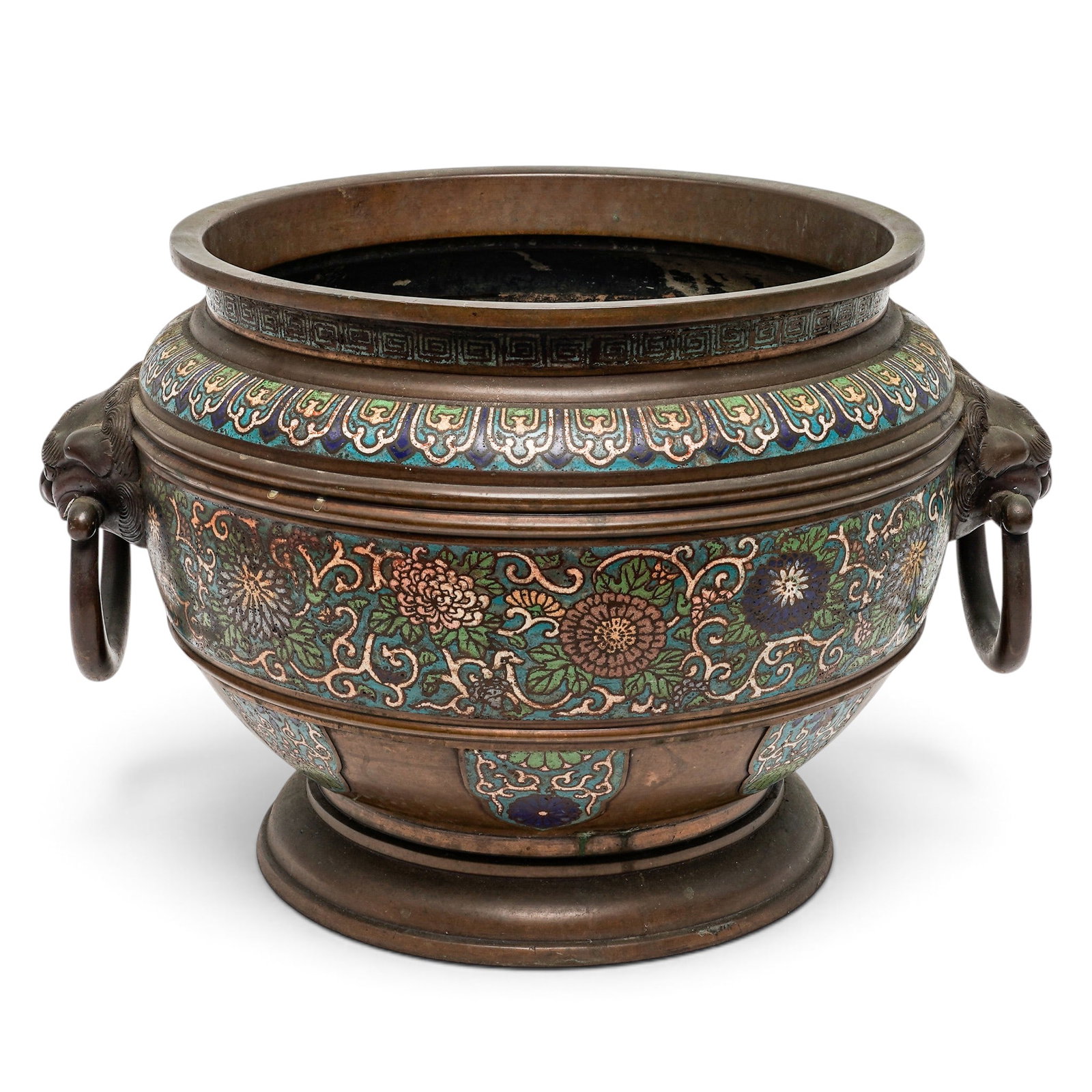 Antique Japanese Meiji Bronze & Cloisonné Enamel Jardiniere (1 of 6)