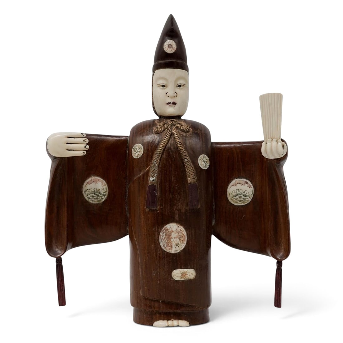 Japanese Meiji Wood & Bone Okimono, Marked (1 of 10)