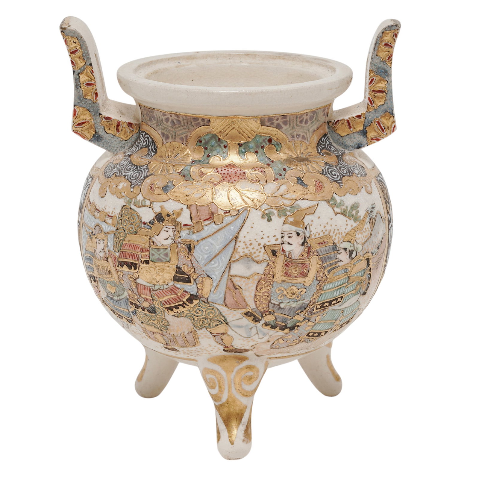 Japanese Satsuma Ceramic Tripod Koro Incense Burner (1 of 6)