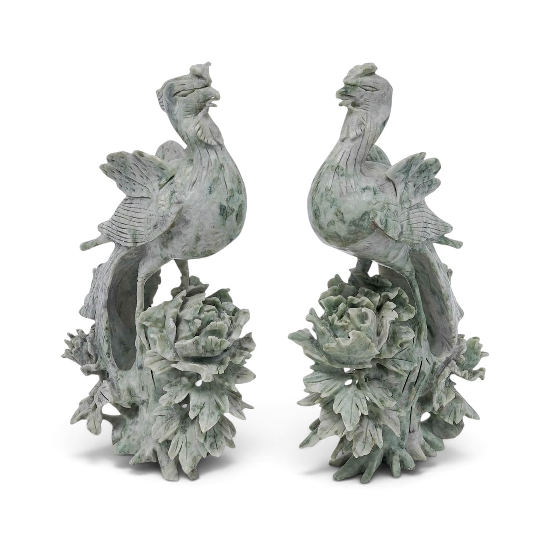 Pair of Chinese Carved Jade Phoenix Sculptures (1 of 8)