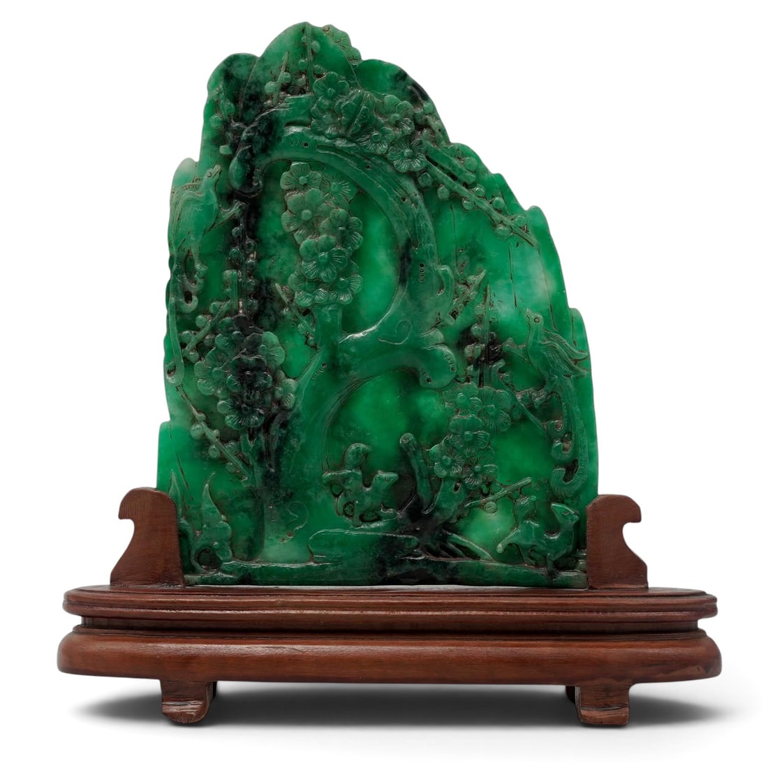 Chinese Carved Jade Plaque With Wooden Stand (1 of 11)