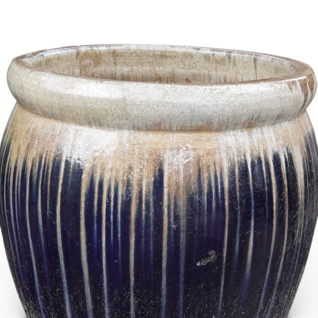 Large Blue Drip Glazed Planter - 2