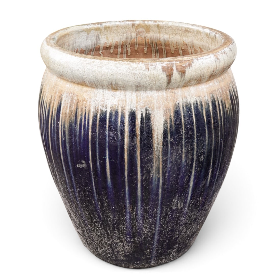 Large Blue Drip Glazed Planter - 3