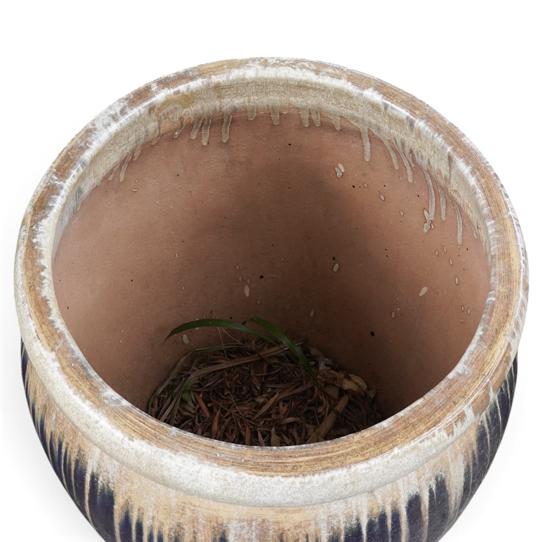 Large Blue Drip Glazed Planter - 4