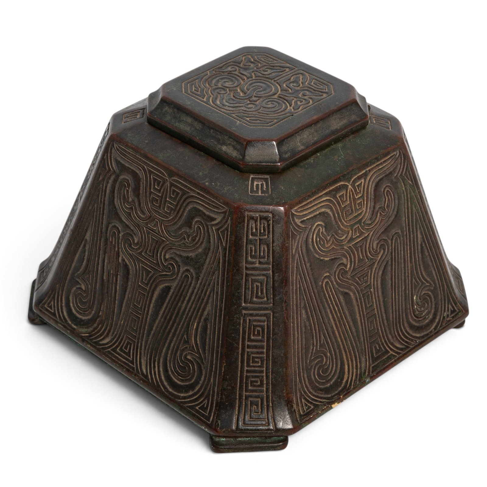 Tiffany Studios "Chinese" Patinated Bronze Inkwell (1 of 8)