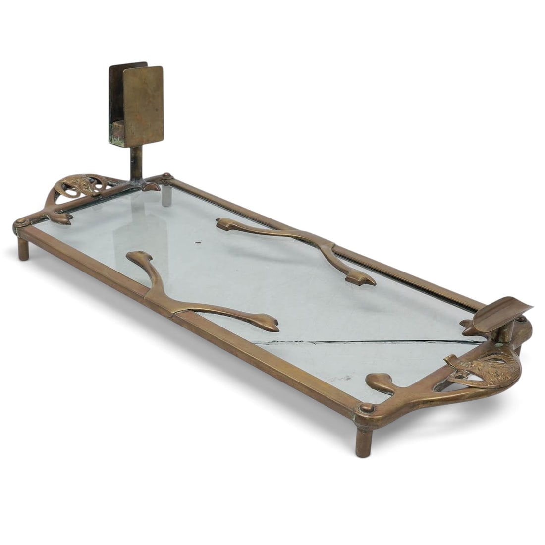 Antique Art Nouveau Brass & Cut Glass Desk Stand (1 of 8)