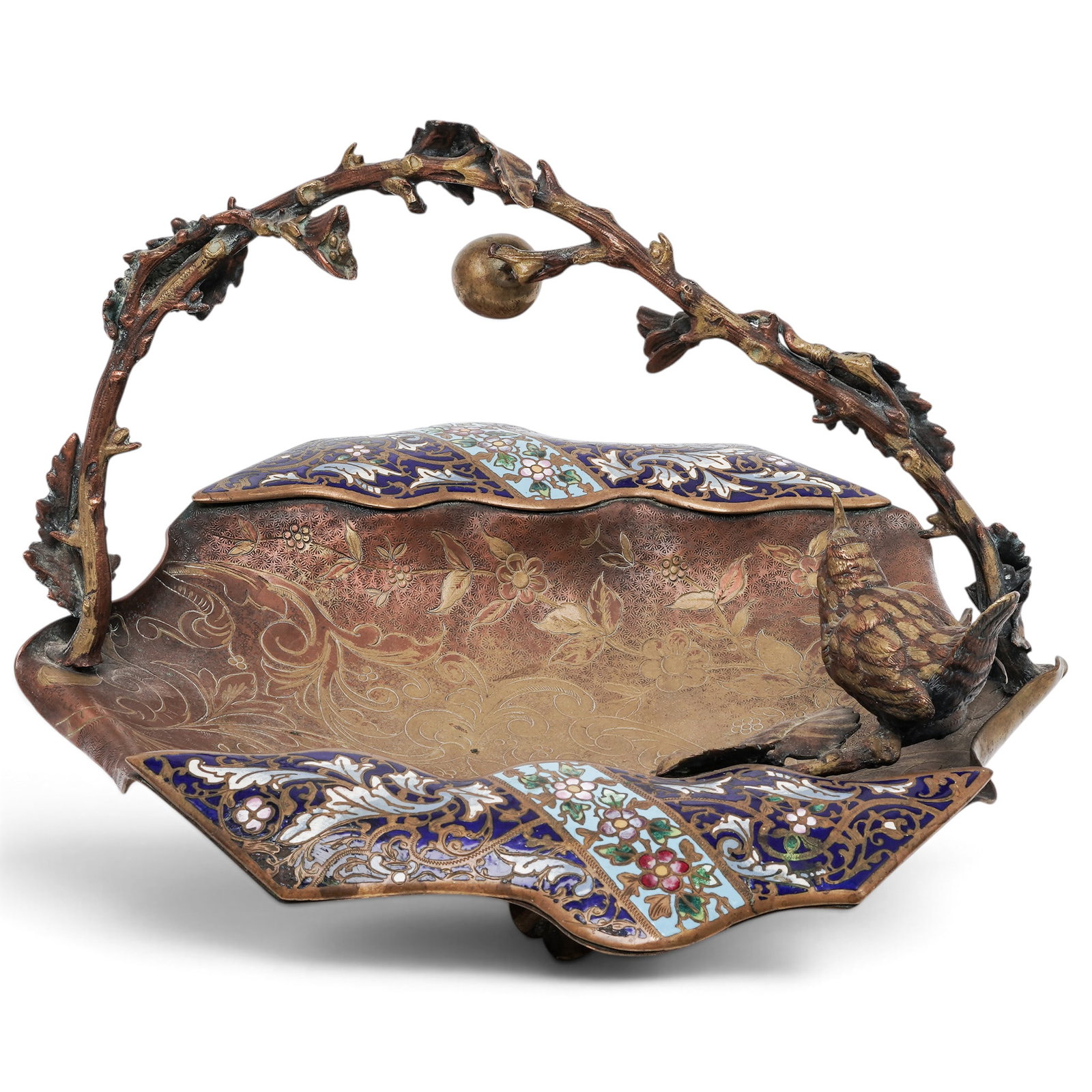 Antique French Champleve Enameled Bronze Centerpiece (1 of 8)