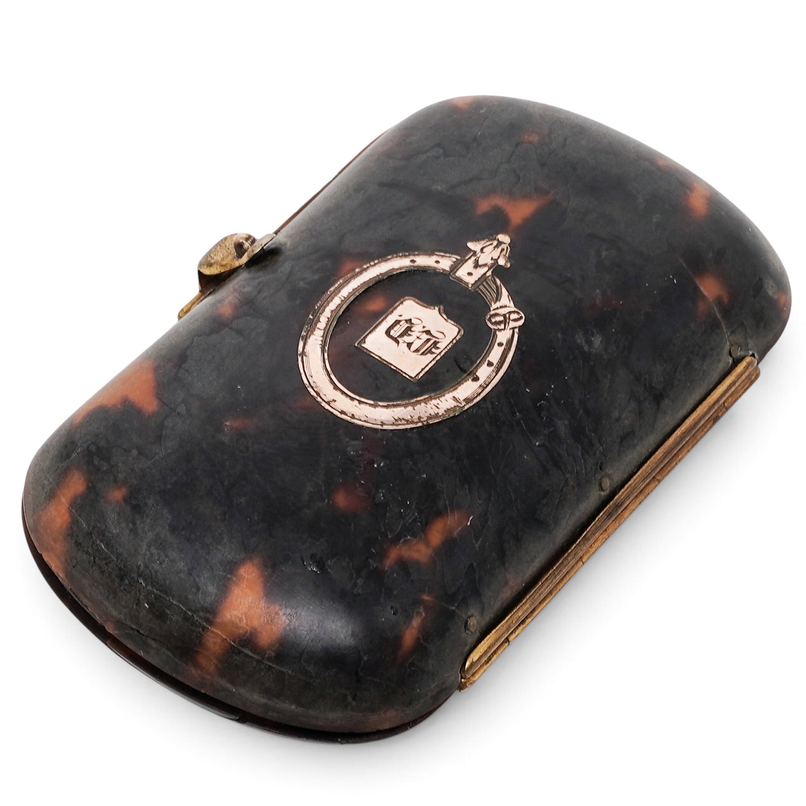 Antique French Tortoise Hued & Gold Inlay Coin Purse (1 of 7)