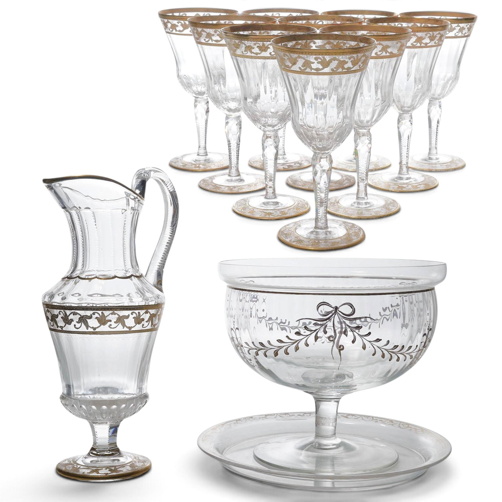 (14pc) Saint-Louis "Thistle Gold" Crystal Set (1 of 16)