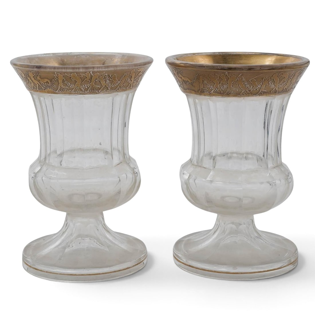 Pair of Moser Style Gilt Glass Urn Vases (1 of 4)