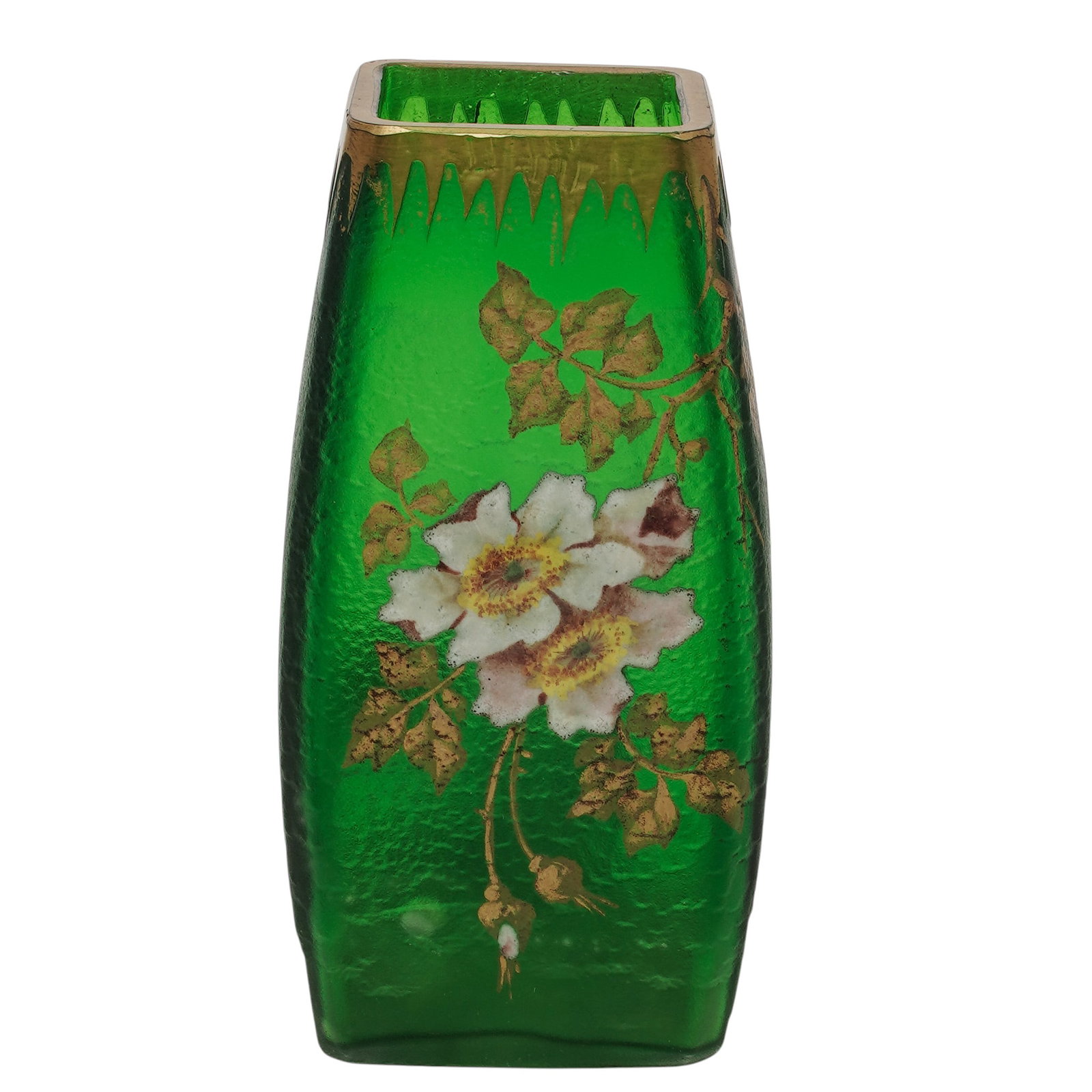 Art Nouveau French Glass & Enamel Vase (1 of 5)