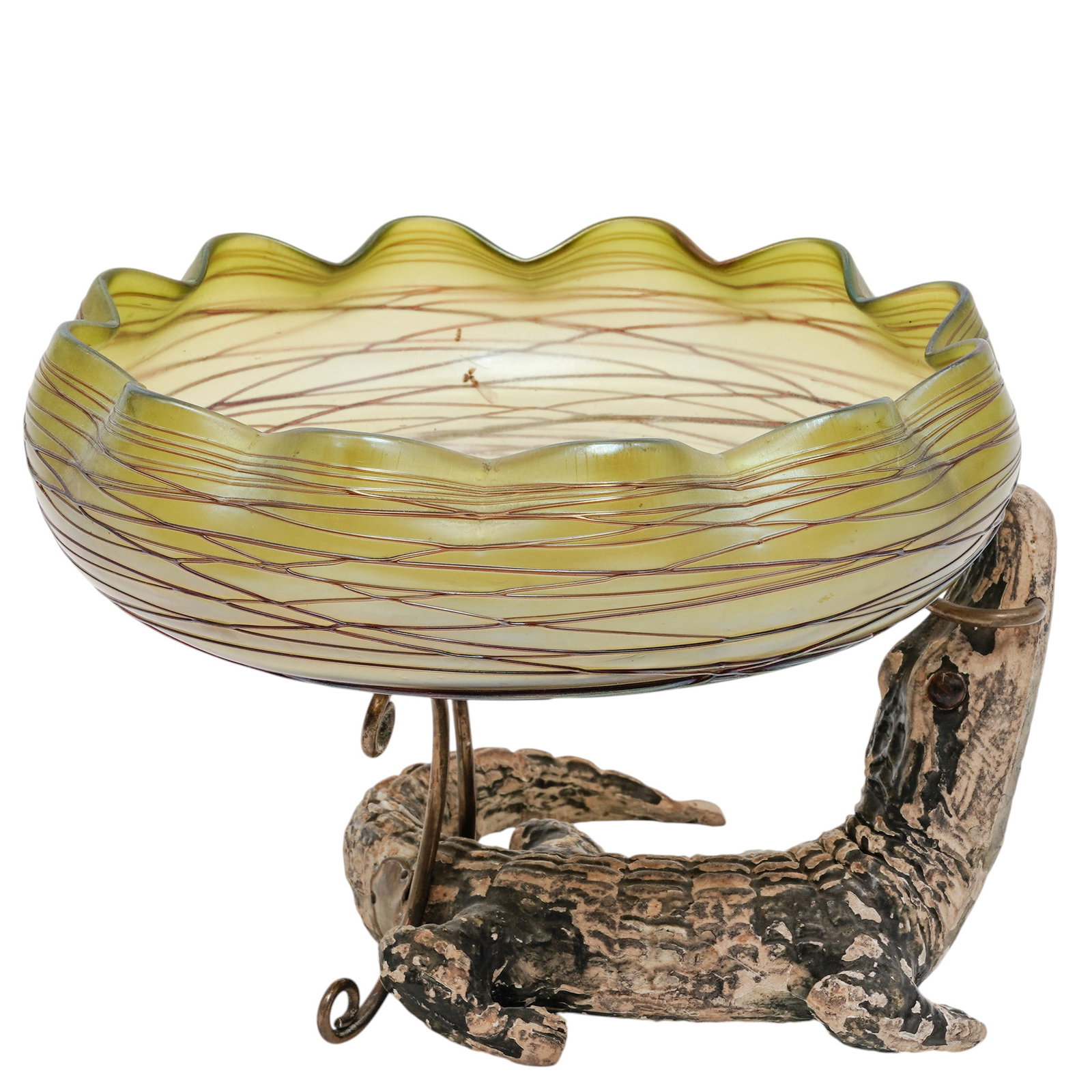 Pallme-Konig Glass Bowl with Alligator Stand (1 of 7)