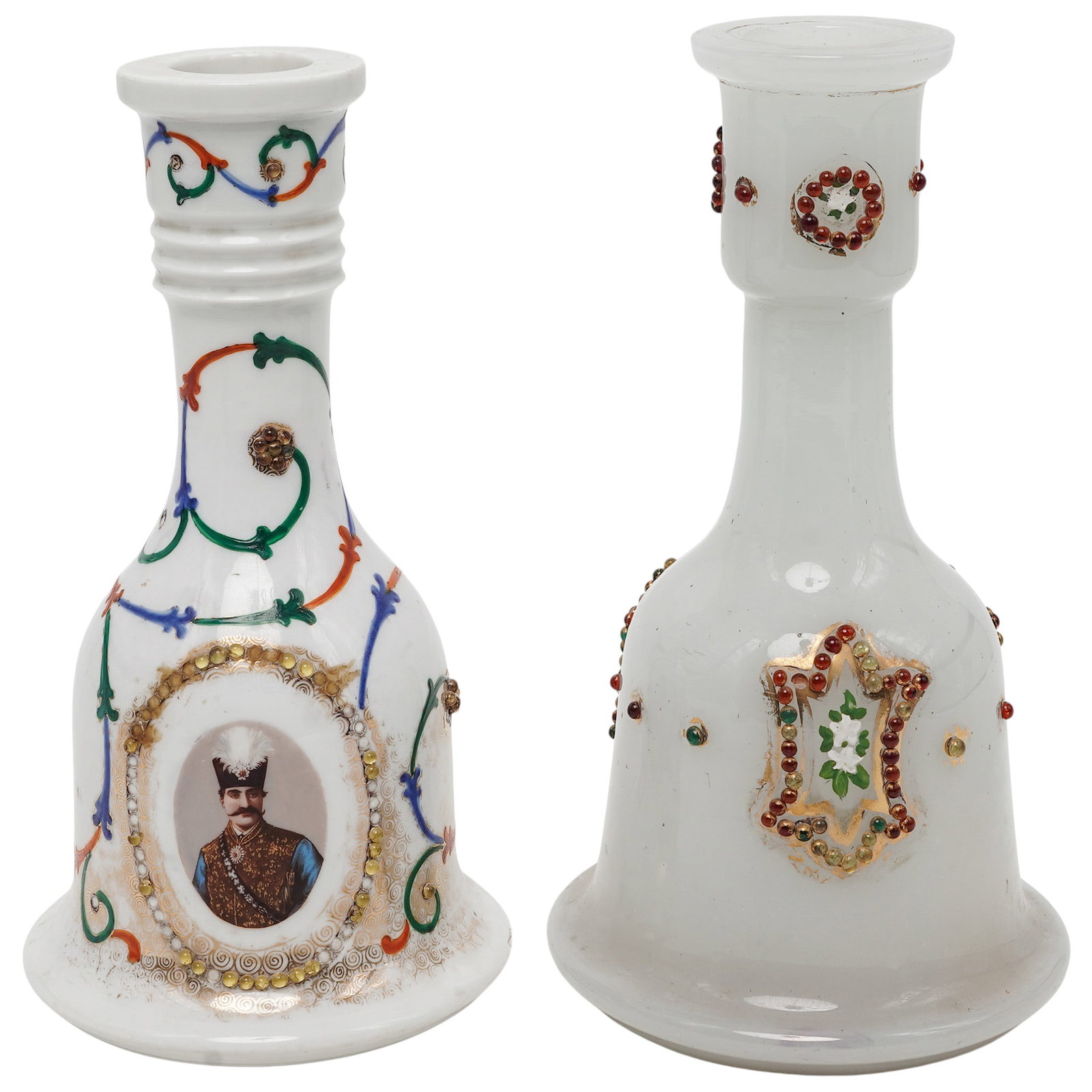 (2 pc) Qajar-Era Persian Porcelain Hookah Bases (1 of 6)