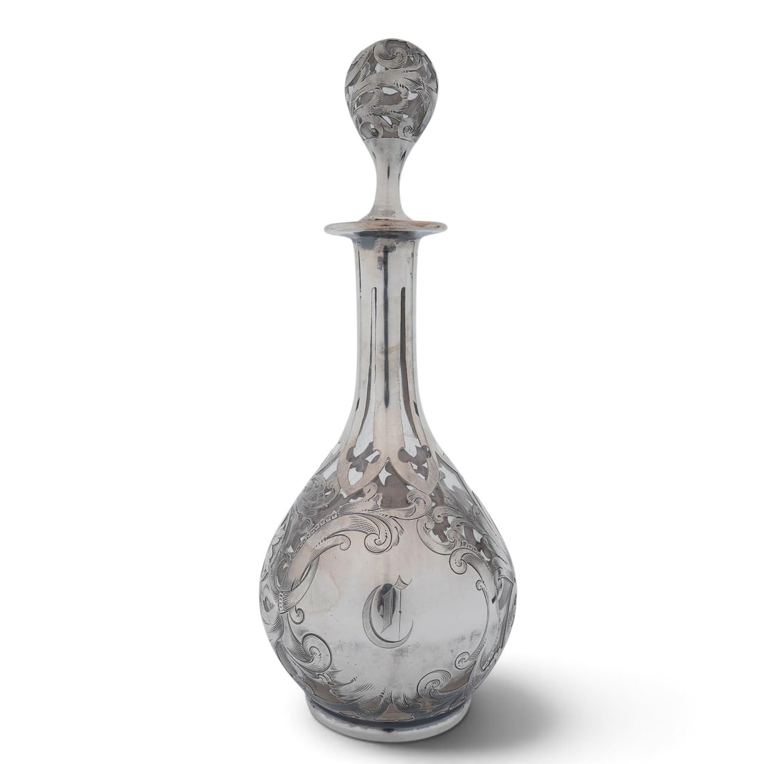 Antique Gorham Glass & Sterling Silver Overlay Decanter (1 of 8)