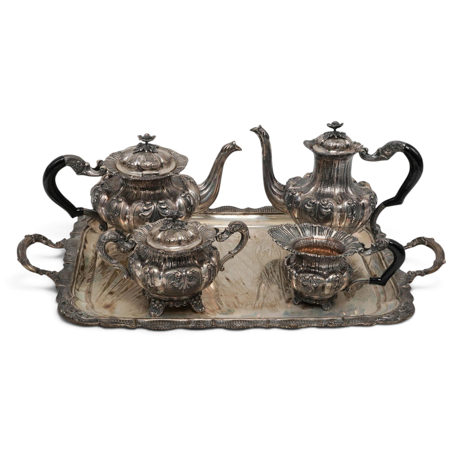 (5pc) Fratelli Leone 800 Silver Tea Service (1 of 9)