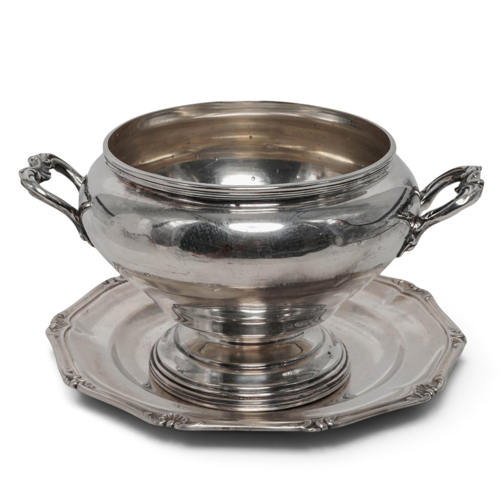 (2 pc) Vintage Italian 800 Silver Lidded Tureen & Under-Plate (1 of 9)
