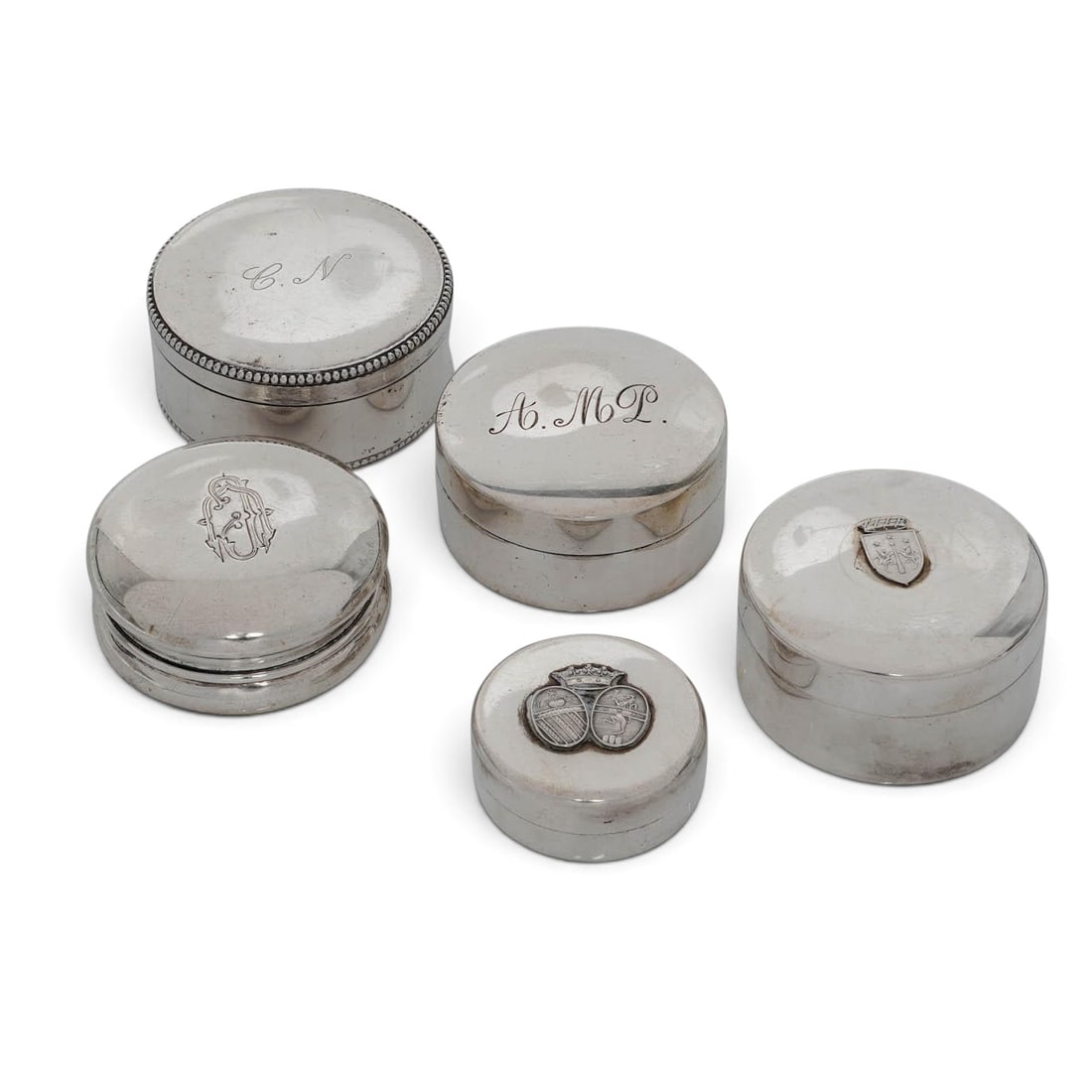 (5 pc) 800 Silver Antique Snuff Boxes (1 of 7)