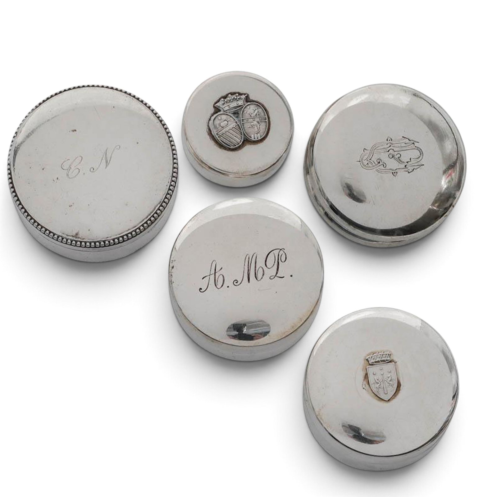 (5 pc) 800 Silver Antique Snuff Boxes - 2