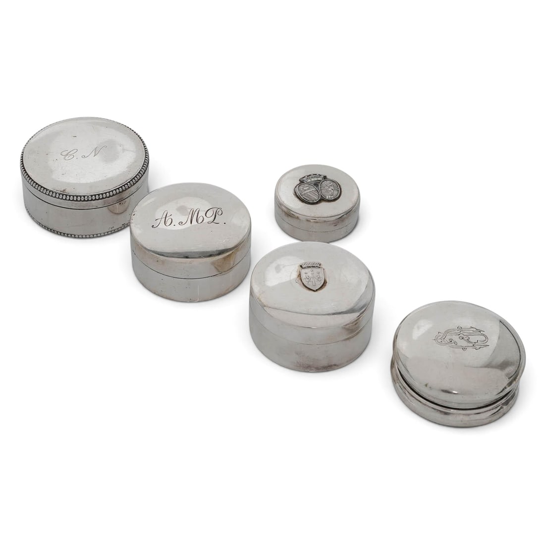 (5 pc) 800 Silver Antique Snuff Boxes - 3