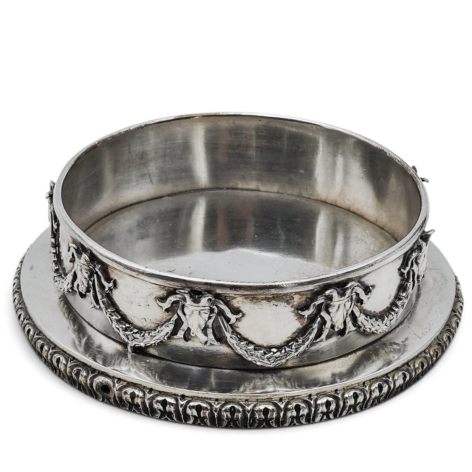 Antique 800 Silver Bottle Coaster - 2