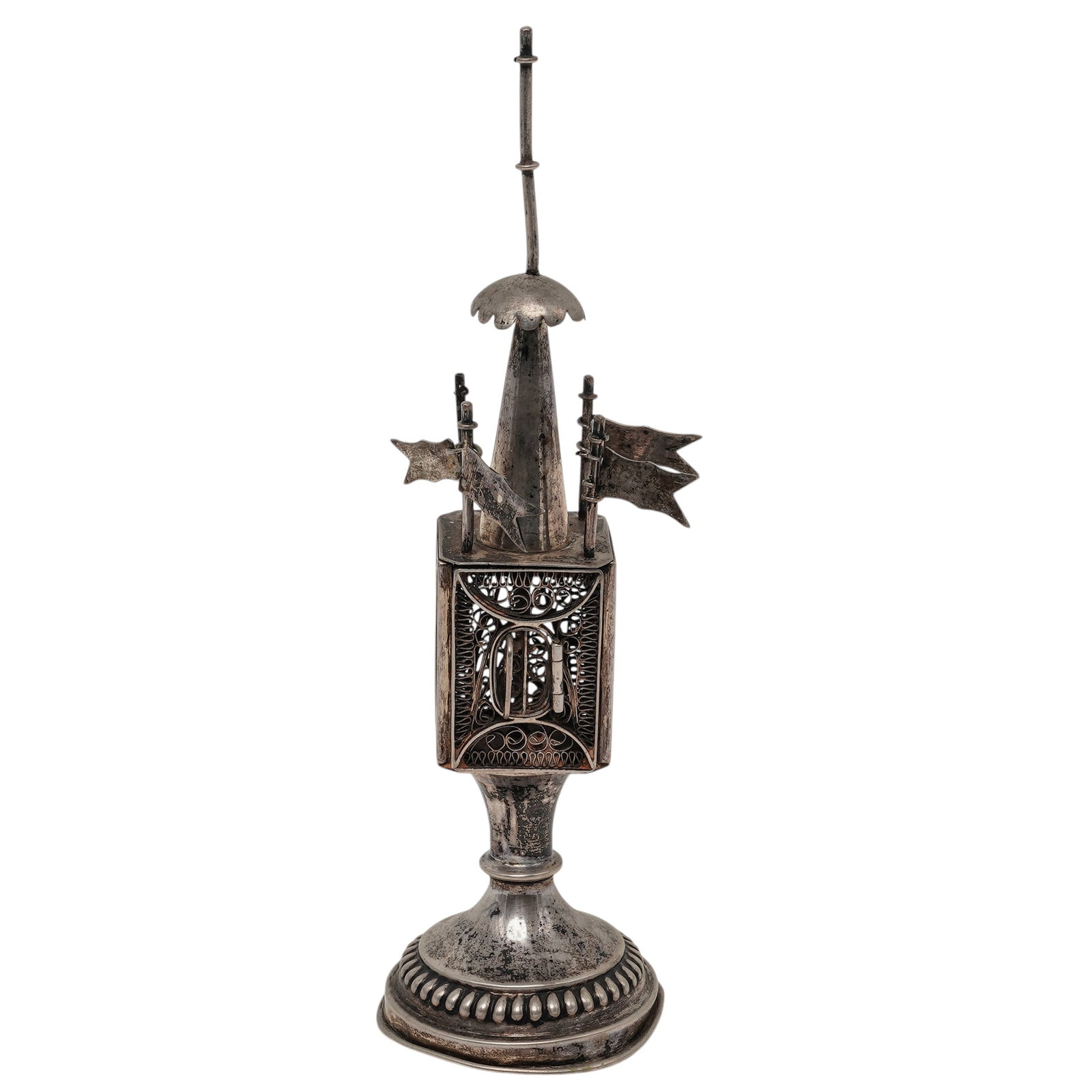 Judaica Sterling Silver Besamim Tower Spice Box (1 of 6)