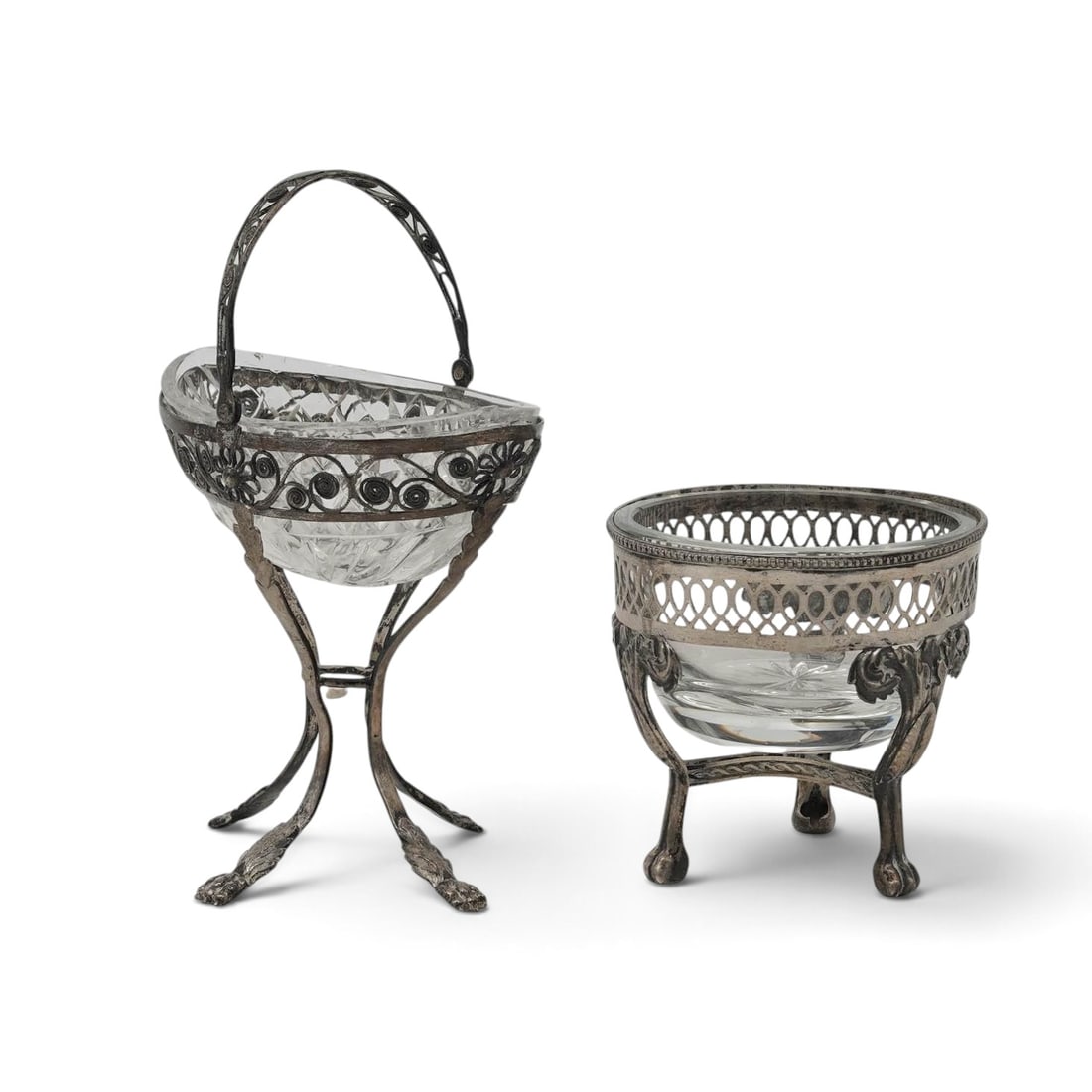(2 pc) Antique German Sterling Silver Footed Salt Cellars (1 of 4)