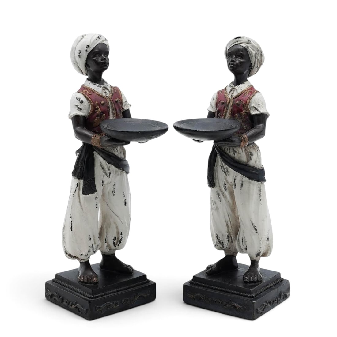 Pair Of Blackamoor Polychrome Resin Candle Holders (1 of 9)
