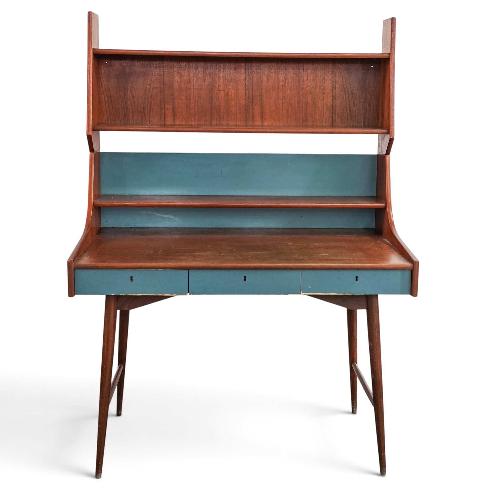John Texmon x Blindheim Mobelfabrikk Ola Pulten Desk: John Texmon x Blindheim Mobelfabrikk Ola Pulten Desk Mid-20th Century, Norway A Scandinavian Modern "Ola Pulten" desk designed by John Texmon for Blindheim Møbelfabrikk, featuring a warm teak case