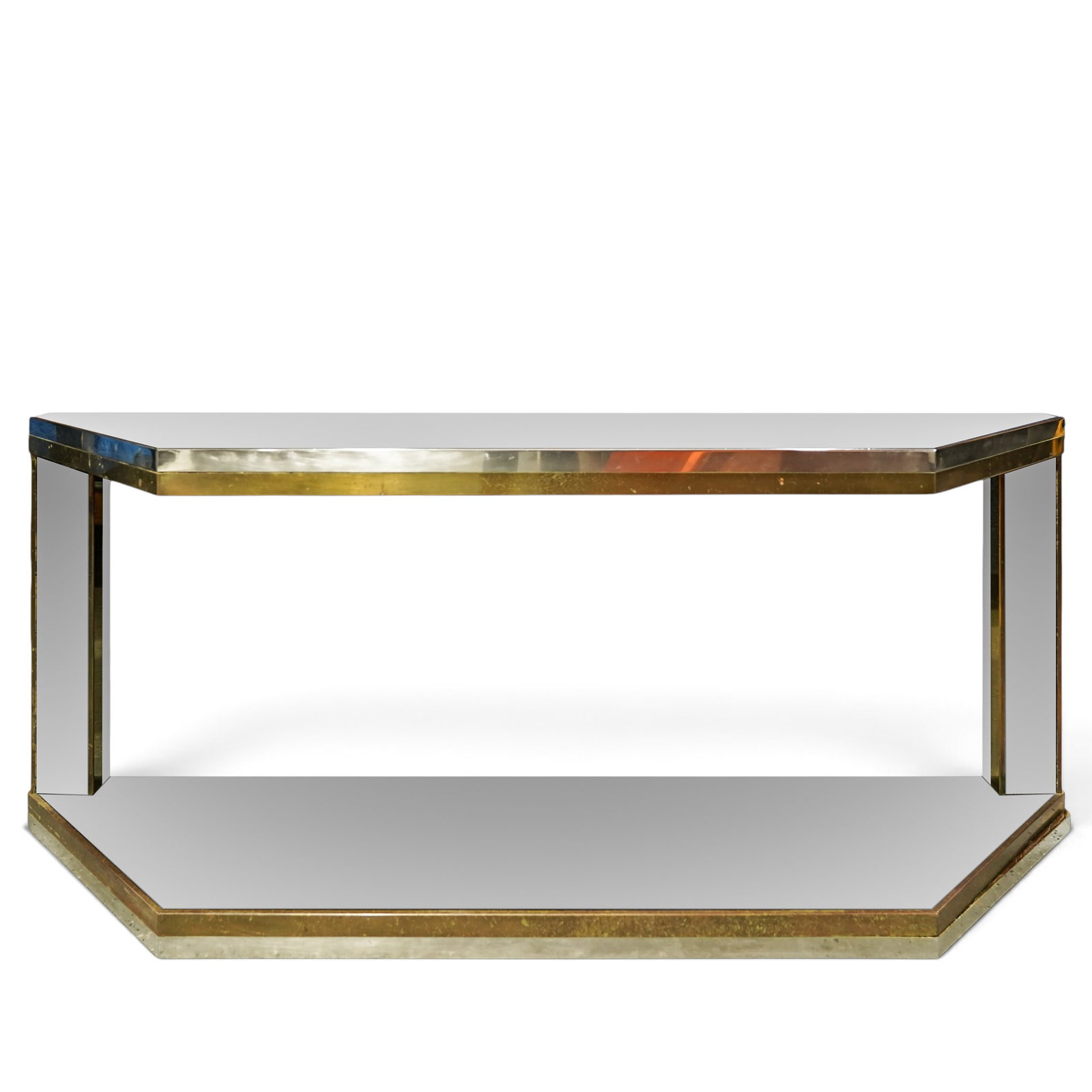 Vintage Brass & Mirrored Glass Console Table (1 of 4)