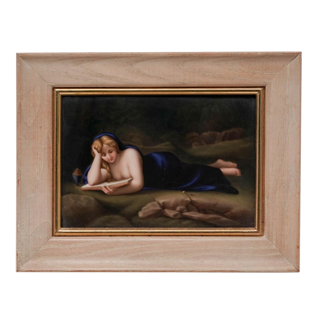 Antique German 'Mary Magdalene Reading' Enameled Porcelain Plaque (1 of 5)