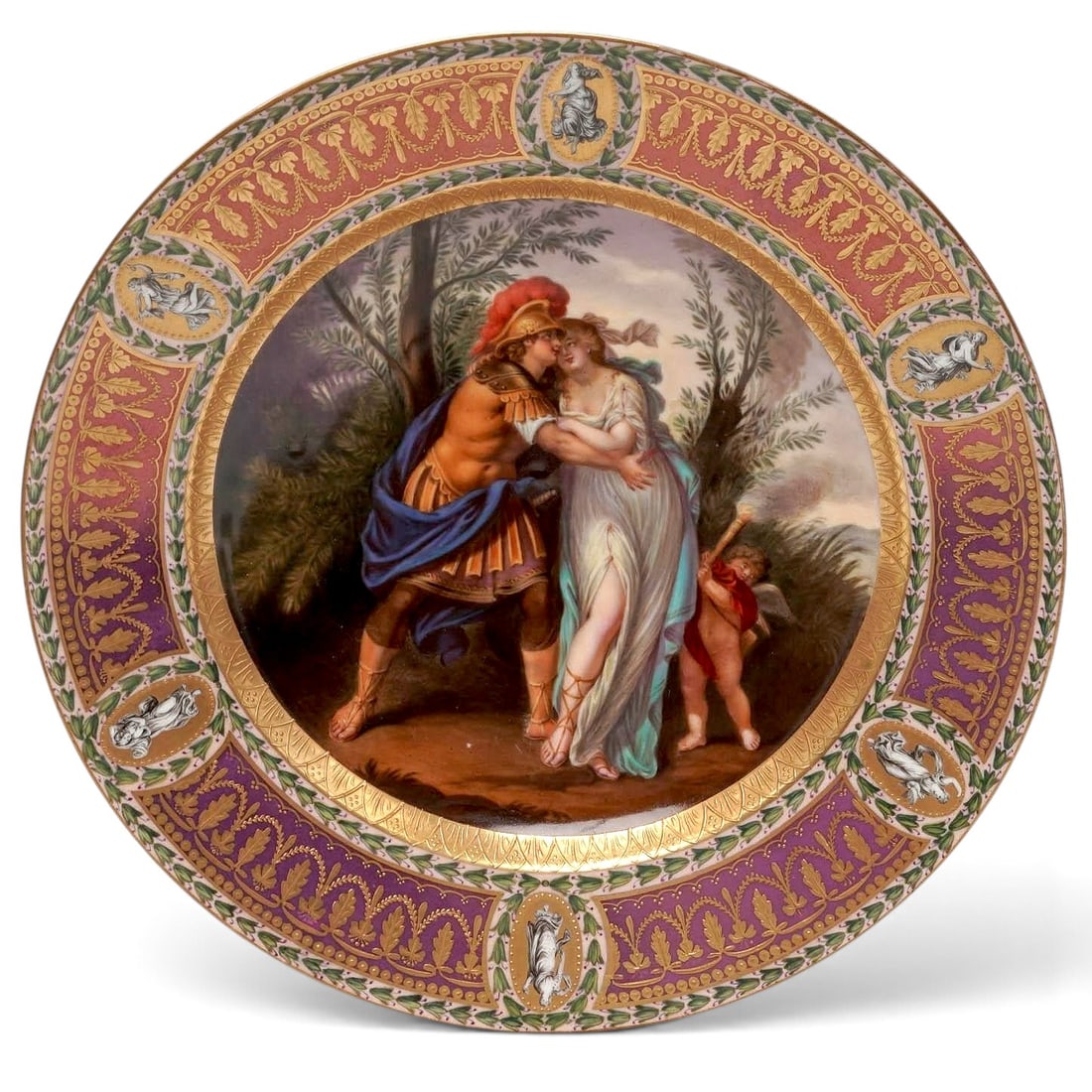 Antique Royal Vienna "Peleus Et Thetis" Porcelain Cabinet Plate: Antique Royal Vienna "Peleus Et Thetis" Porcelain Cabinet Plate Late 19th to early 20th Cent. Austrian The plate features a finely hand-painted, Neoclassical mythological scene. It depicts the