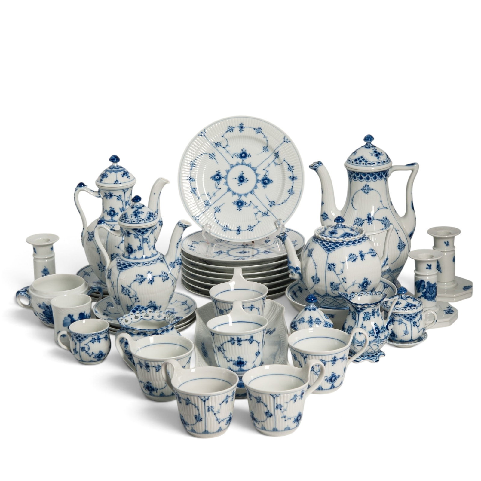 (38 pcs) Royal Copenhagen Blue & White Floral Porcelain Set (1 of 17)