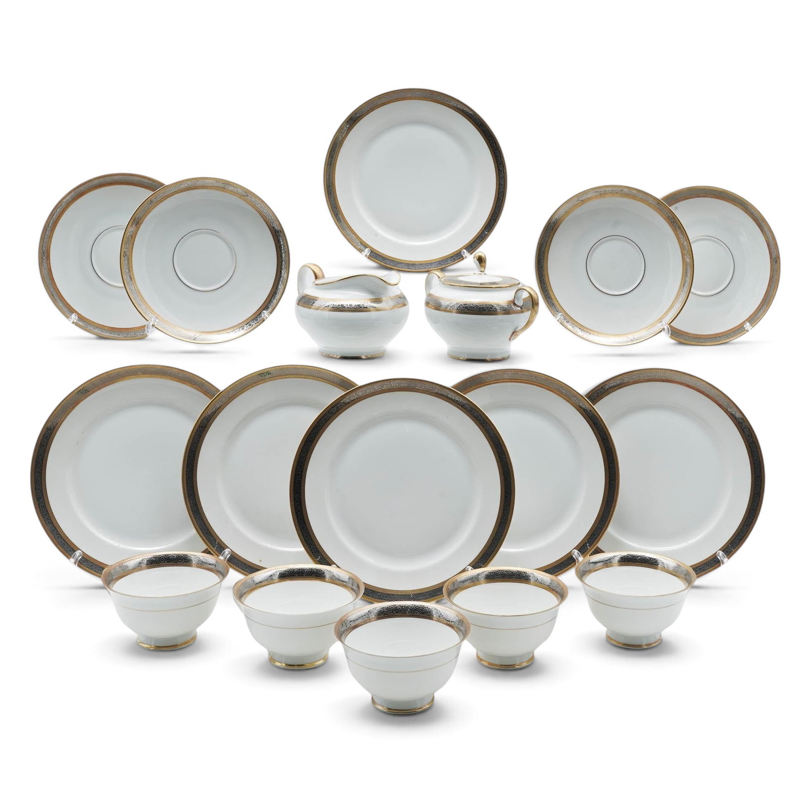 (29 Pc) Rosenthal Gold & Silver Rimmed Porcelain Set (1 of 19)