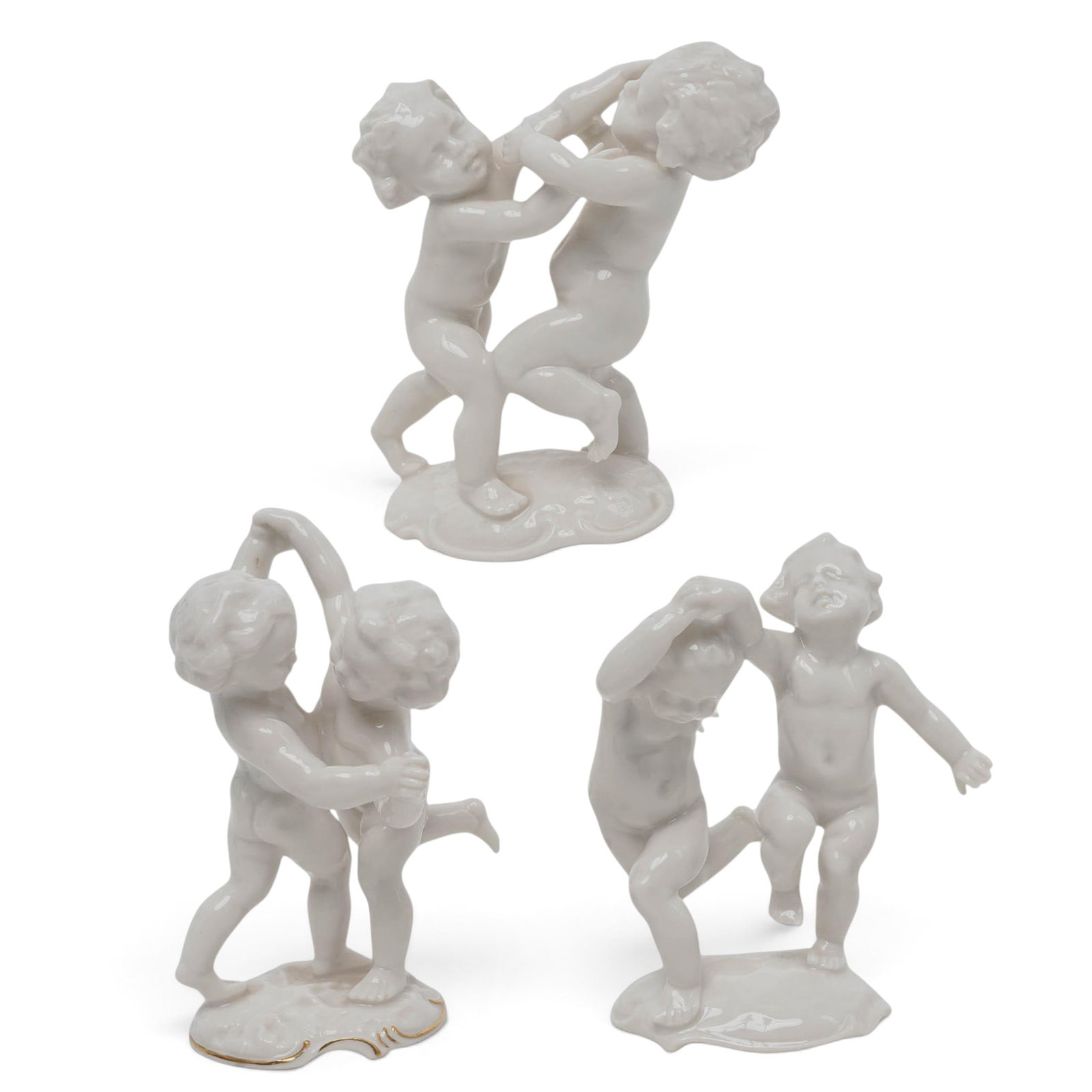 (3pc) Karl Tutter X H. Kunstabteilung "Dancing Cherubs" Blanc The Chine Figurines (1 of 6)
