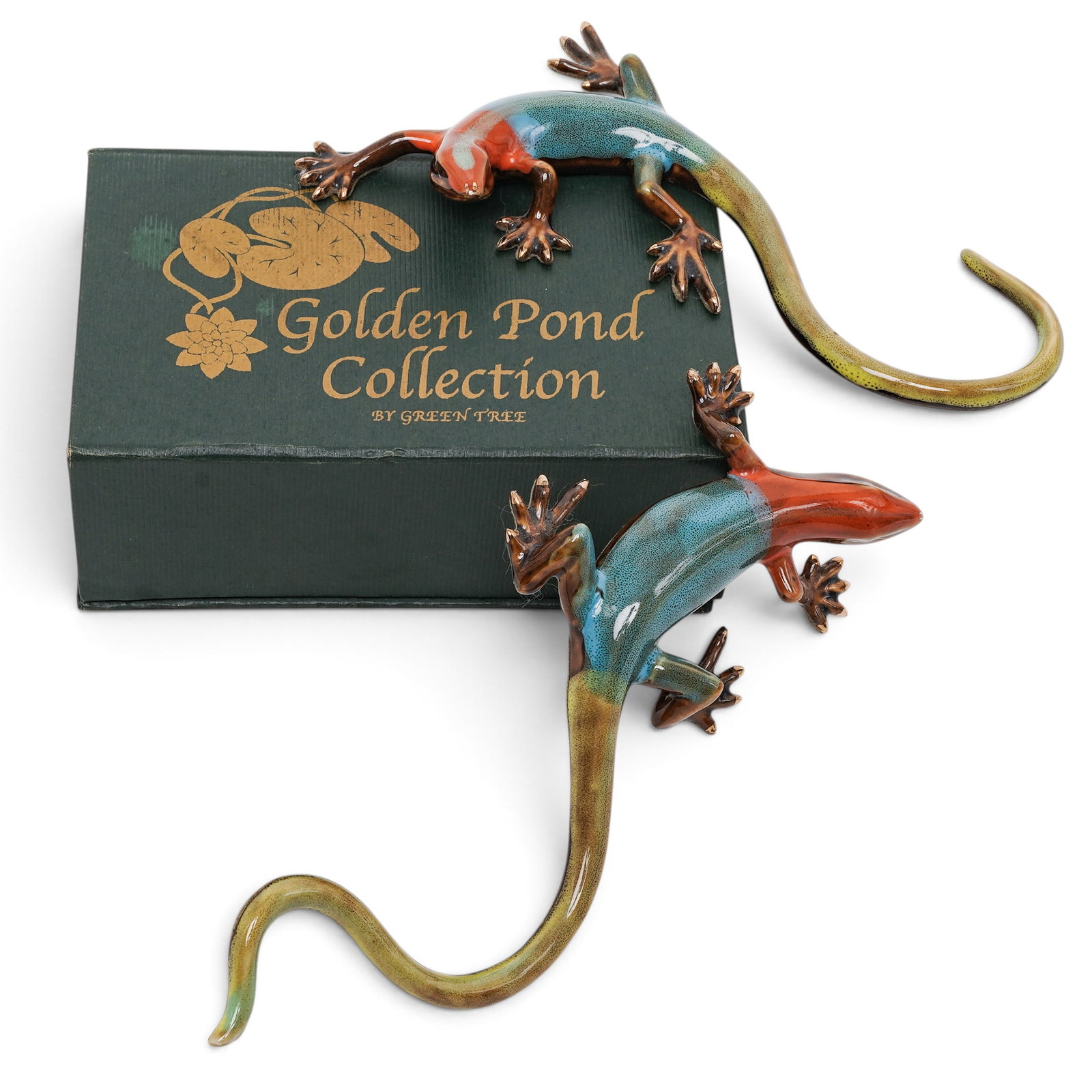 (3 pc) Green Tree Art Pottery Frogs. Golden Pond Collection: (3 pc) Green Tree Art Pottery Frogs. Golden Pond Collection Late 20th - 21st Cent, China This three-piece collection of Green Tree Golden Pond Collection art pottery lizards features naturalistically 