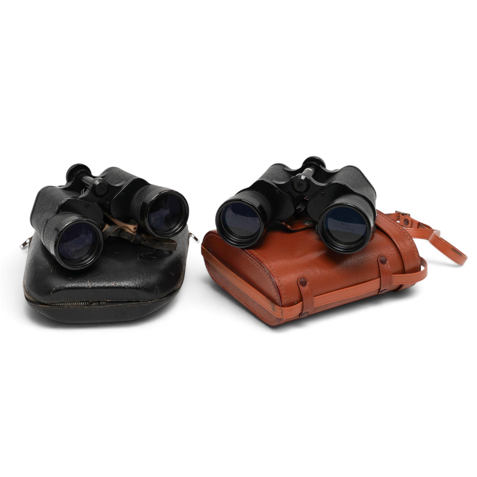 (2 pc) Carl Zeiss & Optimus Z Binoculars: (2 pc) Carl Zeiss & Optimus Z Binoculars Mid 20th Cent, Germany/Japan Carl Zeiss Jena Dekarem 10x50 binoculars featuring 10x magnification and 50mm objective lenses. Black leather case included. No. 3