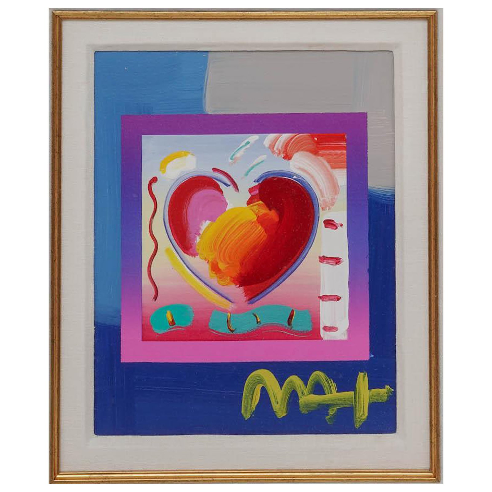 Peter Max (German/American, b. 1937) "Heart on Blends" Mixed Media Painting (1 of 4)